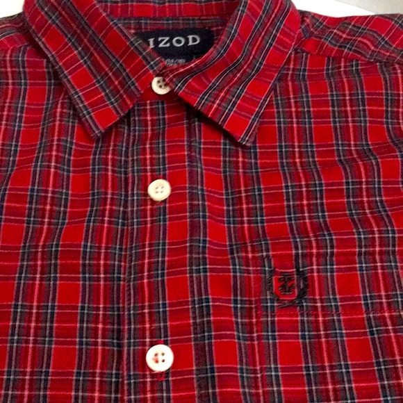 IZOD Boys Button Down Plaid Shirt Long Sleeve size 14-16 EUC - Picture 11 of 11